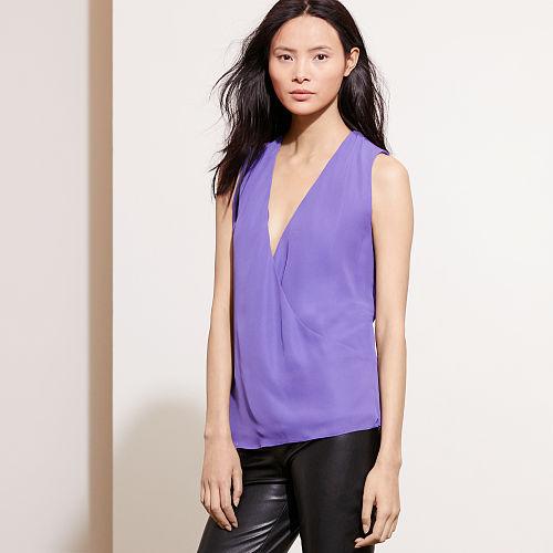 Ralph Lauren Lauren Georgette Sleeveless Blouse Purple