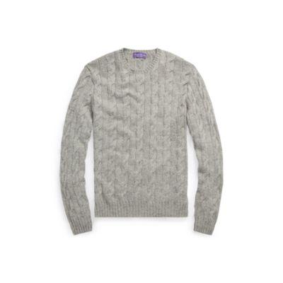 Ralph Lauren Cable-knit Cashmere Sweater Light Grey Heather