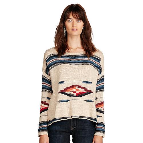 Ralph Lauren Denim & Supply Southwestern Cotton Sweater Cream Multi