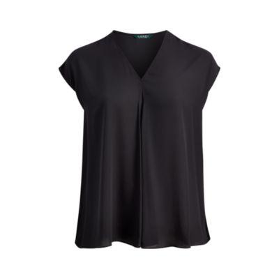 Ralph Lauren Pleated-front Georgette Blouse Polo Black