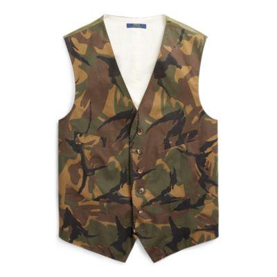 Ralph Lauren Camouflage Cotton Vest Dark Olive And Olive