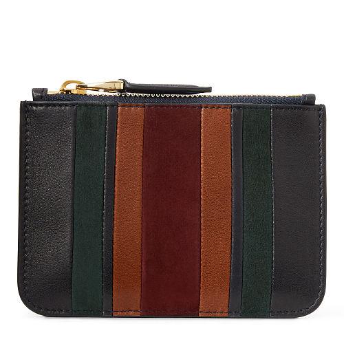 Ralph Lauren Striped Suede Mini Zip Pouch
