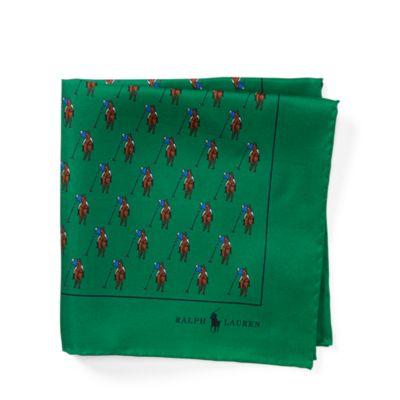 Ralph Lauren Polo Player Silk Pocket Square Green