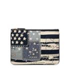 Ralph Lauren Indigo Flag Canvas Zip Pouch Blue/cream