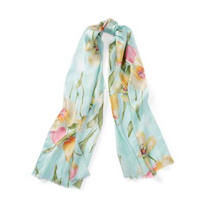 Ralph Lauren Floral Scarf Cerulean