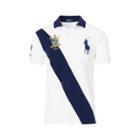 Ralph Lauren Custom Slim Fit Mesh Polo White/newport Navy Sash