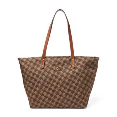 Ralph Lauren Nylon Bainbridge Tote Brown Print Multi