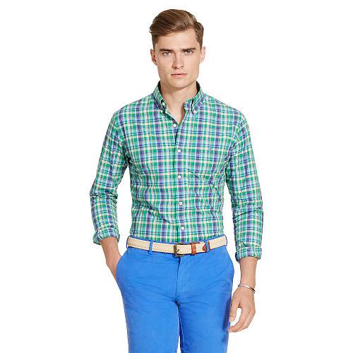 Polo Ralph Lauren Plaid Cotton Poplin Shirt Green/orange