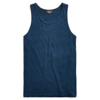Ralph Lauren Indigo Cotton Military Tank Washed Blue Indigo
