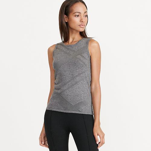 Ralph Lauren Lauren Plaid Metallic Sweater Tank Platinum Heather