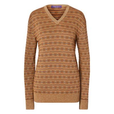 Ralph Lauren Cashmere V-neck Sweater Light Tobacco Multi