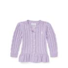 Ralph Lauren Cable Cotton Peplum Cardigan French Lilac 3m