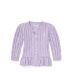 Ralph Lauren Cable Cotton Peplum Cardigan French Lilac 3m