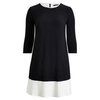 Ralph Lauren Two-tone A-line Dress Lh Navy/lauren White