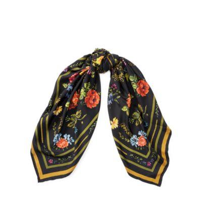 Ralph Lauren Floral Wool Scarf Black/multi