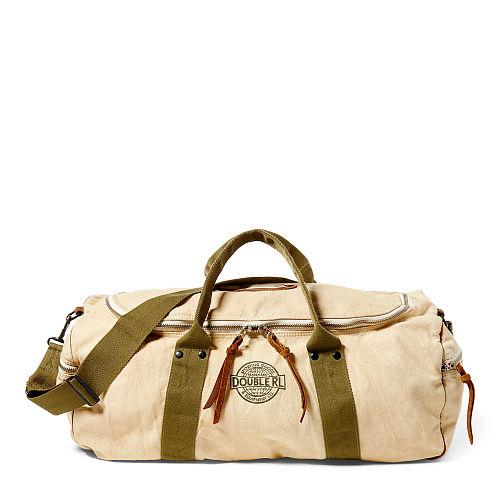 Ralph Lauren Rrl Benning Canvas Duffel Bag Greige Light Java