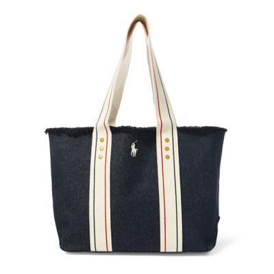 Ralph Lauren Frayed Canvas Medium Tote Indigo