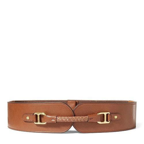 Ralph Lauren Lauren Wide Faux-leather Stretch Belt Tan