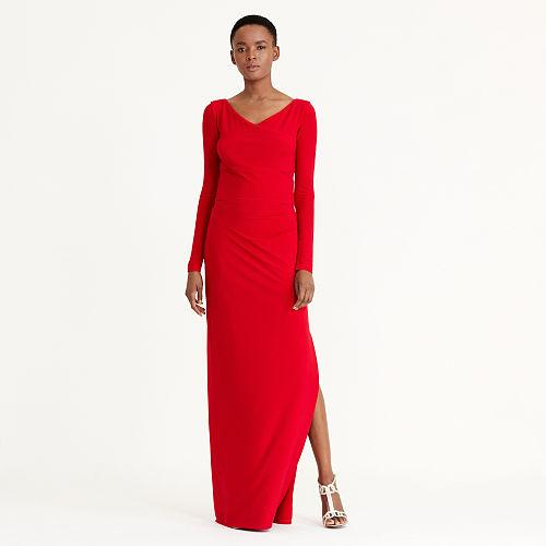 Ralph Lauren Lauren Mesh-insert Jersey Gown Parlor Red