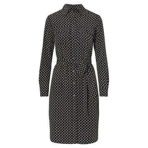 Ralph Lauren Lauren Foulard-print Crepe Shirtdress Black/ivory Cream