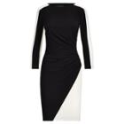 Ralph Lauren Two-tone Ruched Jersey Dress Black/lauren White 2p