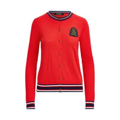 Ralph Lauren Bullion-patch Cotton Cardigan Crimson/multi Mp