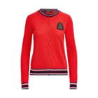 Ralph Lauren Bullion-patch Cotton Cardigan Crimson/multi Mp