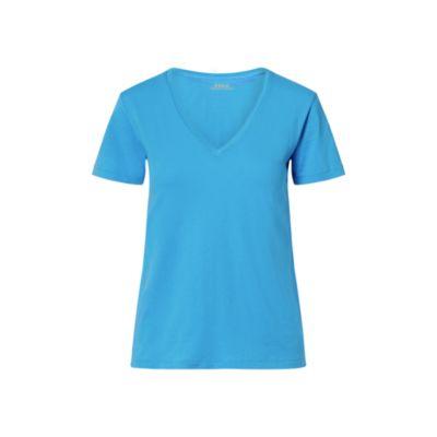 Ralph Lauren Cotton Jersey V-neck Tee Brilliant Blue