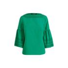Ralph Lauren Poplin Bell-sleeve Top Tropical Green