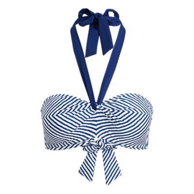 Ralph Lauren Striped Bandeau Bikini Top White Blue