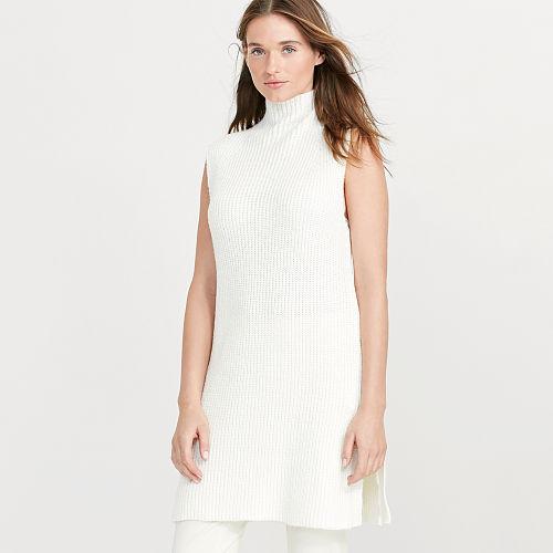 Ralph Lauren Lauren Ribbed Sleeveless Sweater Antique Ivory