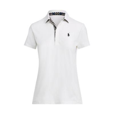 Ralph Lauren Stripe Stretch Jersey Pullover Polo Black/ Pure White