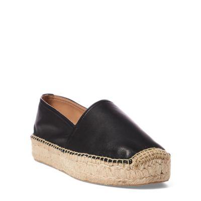 Ralph Lauren Joanne Calfskin Espadrille Black