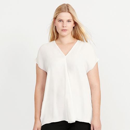 Ralph Lauren Lauren Woman Pleated-front Georgette Blouse