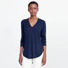 Ralph Lauren Lauren Silk-blend V-neck Sweater Navy