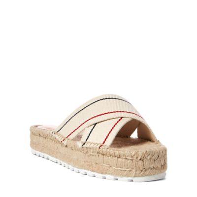 Ralph Lauren Kit Webbed Cotton Espadrille Ecru/navy/