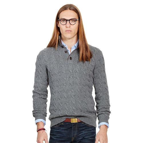 Polo Ralph Lauren Suede-trim Silk-blend Sweater Grey Heather