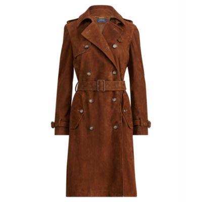 Ralph Lauren Suede Trench Coat Saxony Brown