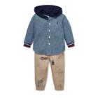 Ralph Lauren Chambray Hoodie & Jogger Set Medium Wash 12m