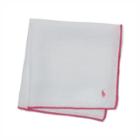 Ralph Lauren Pink Pony Linen Pocket Square White/pink