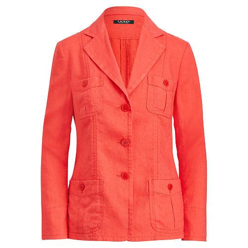Ralph Lauren Lauren Petite Linen 3-button Blazer Fresh Tomato