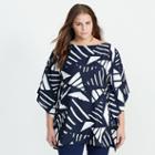Ralph Lauren Lauren Woman Graphic-print Poncho Navy/antique Ivory