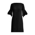 Ralph Lauren Crepe Flutter-sleeve Dress Polo Black 8p