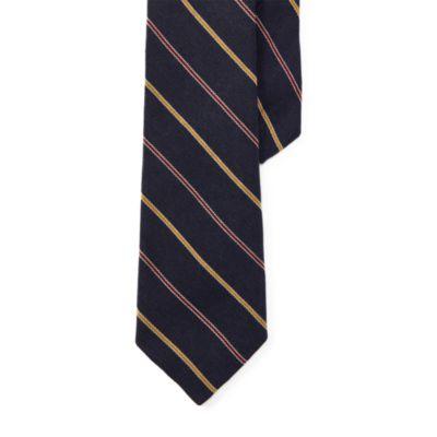 Ralph Lauren Striped Silk Repp Narrow Tie Navy