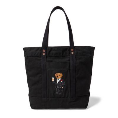 Ralph Lauren Martini Bear Canvas Tote Black