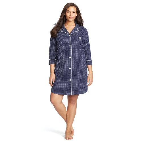 Ralph Lauren Lauren Woman Cotton Sleep Shirt Navy/white