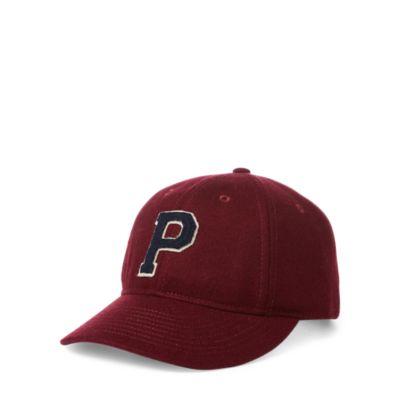 Ralph Lauren Letterman Flannel Baseball Cap Classic Wine