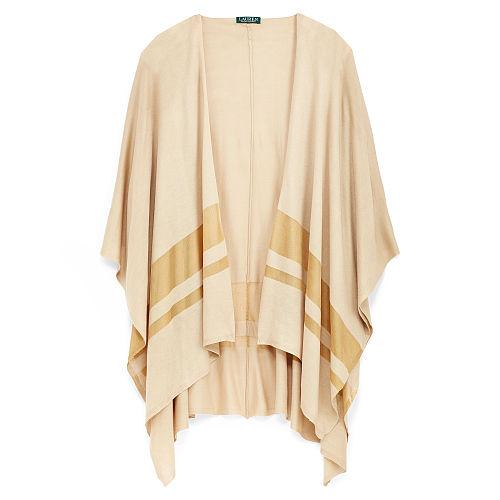 Ralph Lauren Lauren Striped Open-front Poncho Mayfair Tan