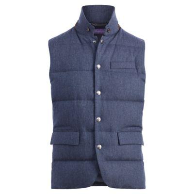 Ralph Lauren Lloyd Quilted Wool Down Vest Dark French Blue Melange
