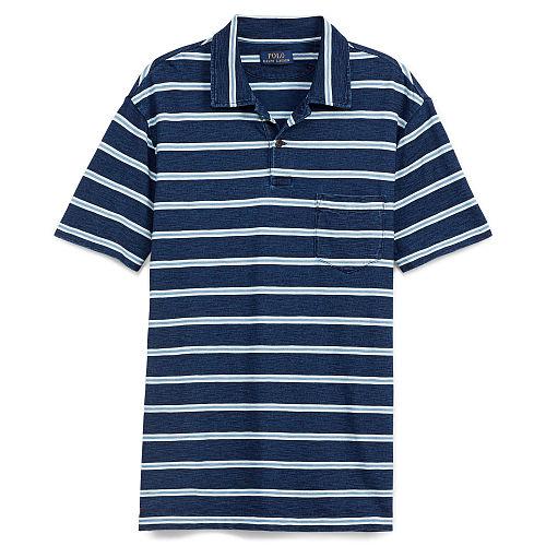 Polo Ralph Lauren Custom Fit Striped Cotton Polo Dark Indigo Multi
